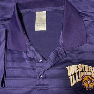 ADIDAS CLIMALITE WESTERN ILLINOIS UNIVERSITY WIU LEATHERNECKS PURPLE POLO XS